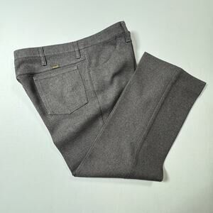 Wrangler Vintage Gray Brown Western Dress Pants 36x27 Hemmed USA Fabric Retro